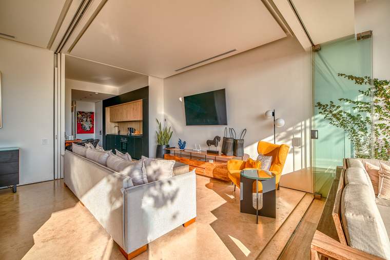 Open-plan living room and kitchen